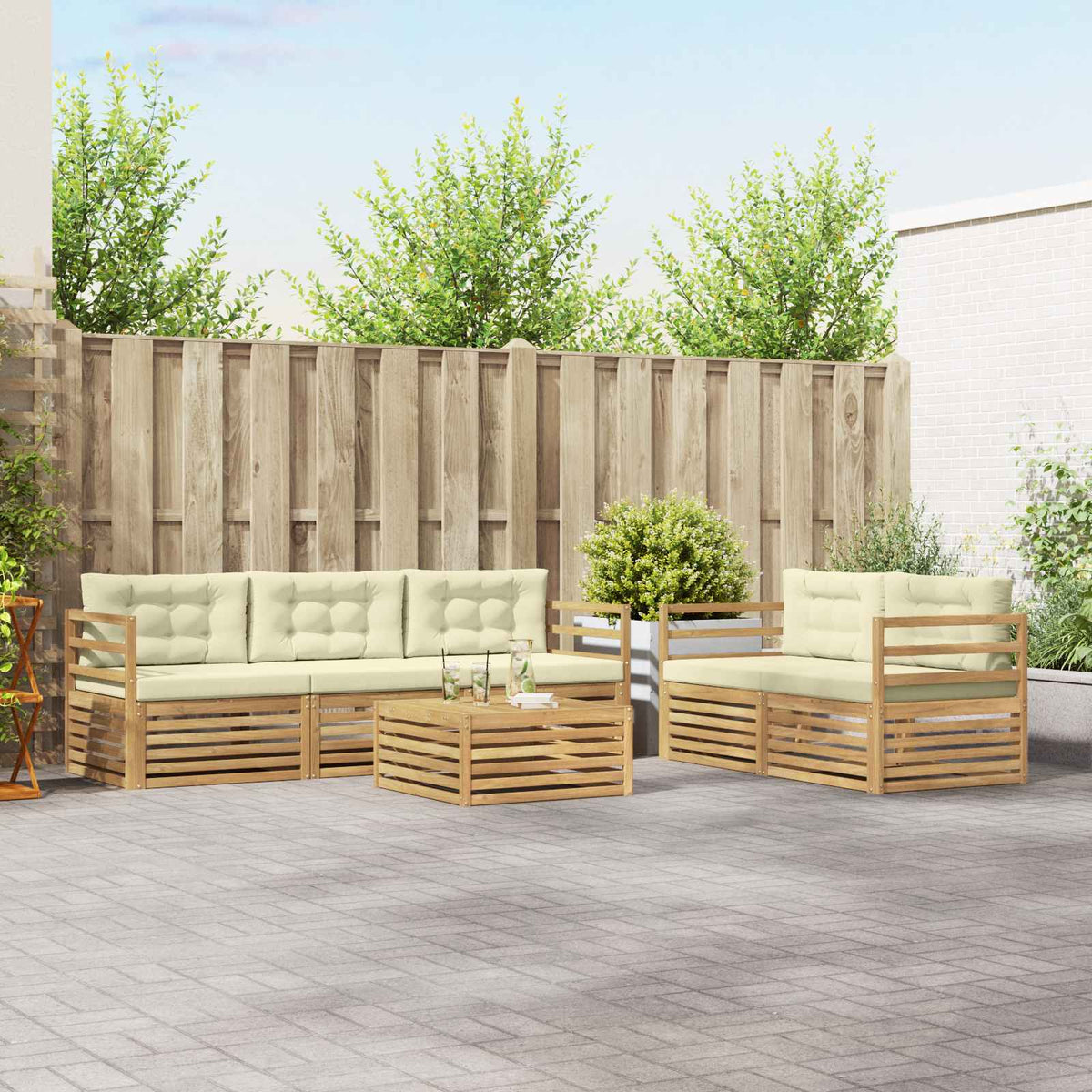 Set vanjskih sofa 6 kom. Bijela i krem