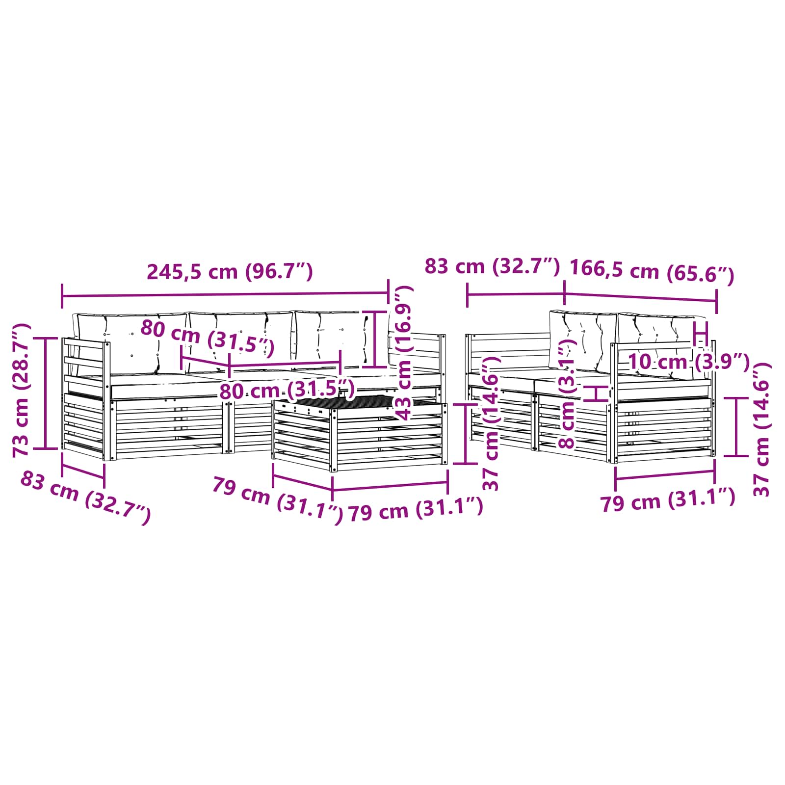 Set vanjskih sofa 6 pcs Bijela i antracit