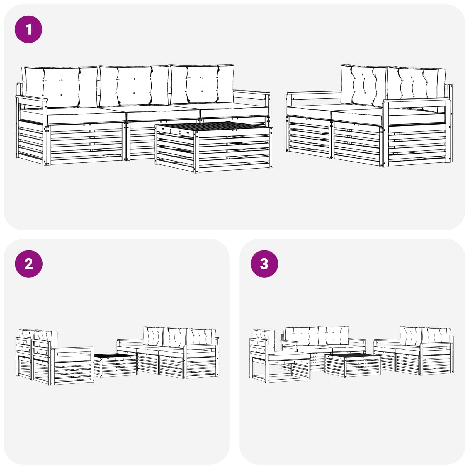 Set vanjskih sofa 6 pcs Bijela i antracit