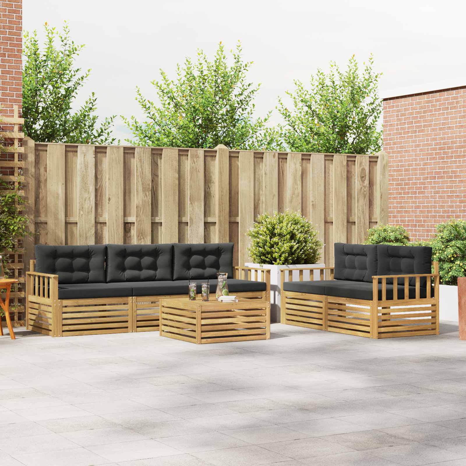Set vanjskih sofa 6 pcs Bijela i antracit
