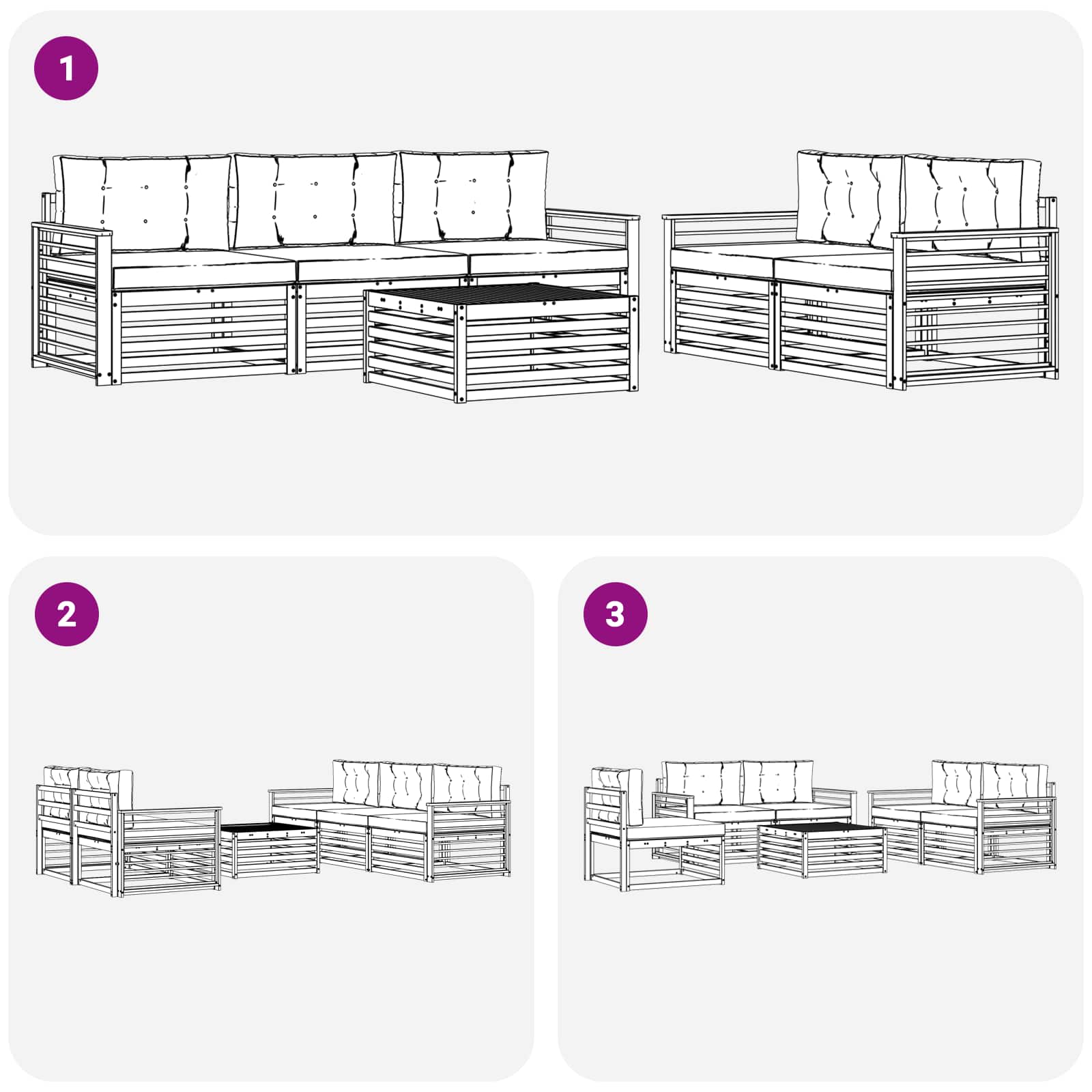 Set vanjskih sofa 6 pcs Bijela i antracit