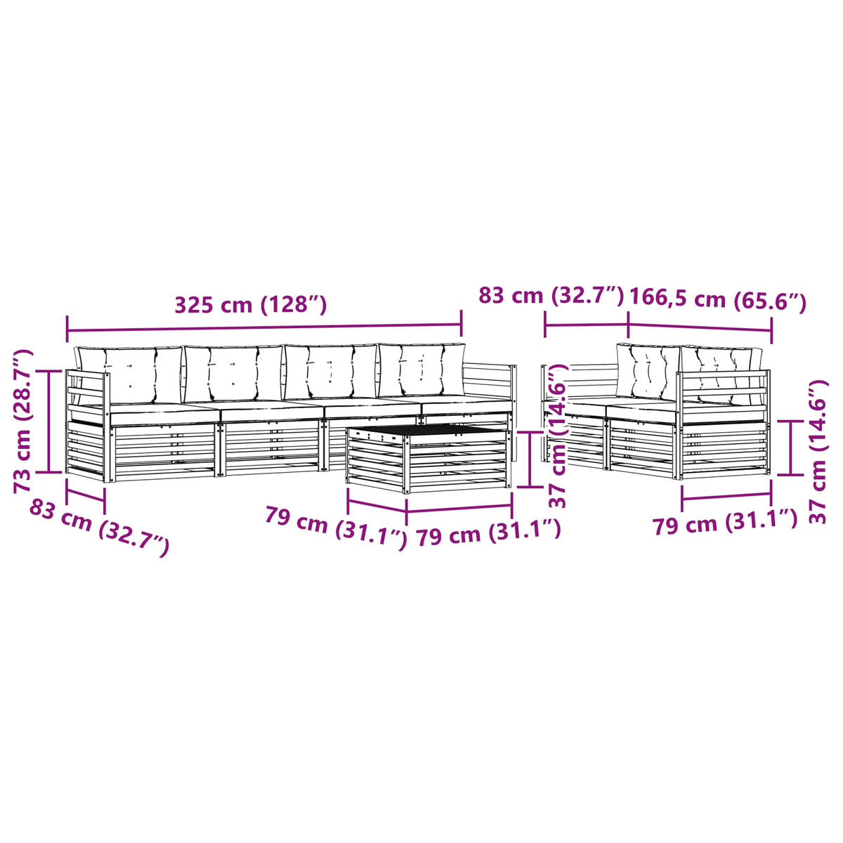 Set vanjskih sofa 7 kom. Bijela i krem Poliester