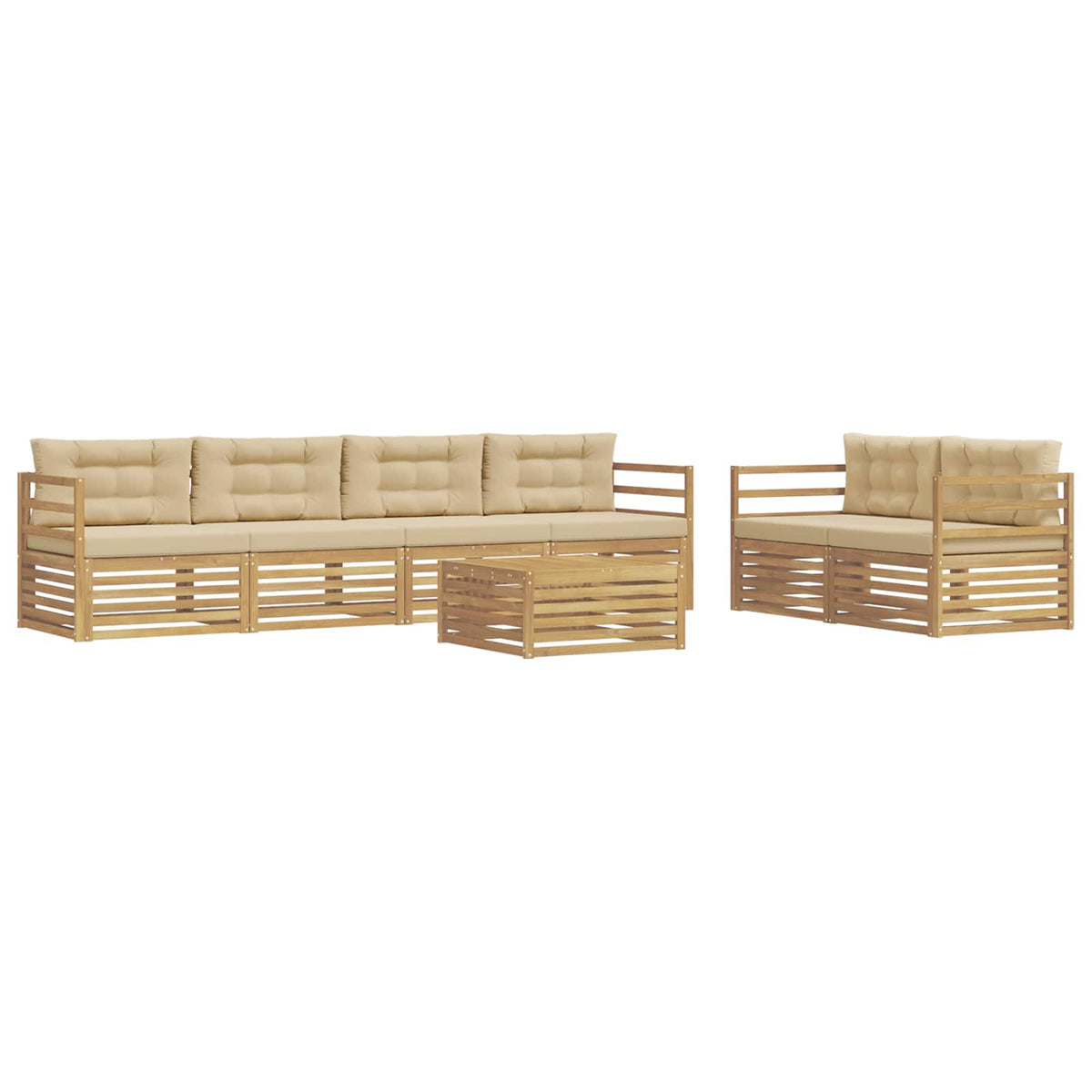 Set vanjskih sofa 7 kom. Bijela i bež Poliester