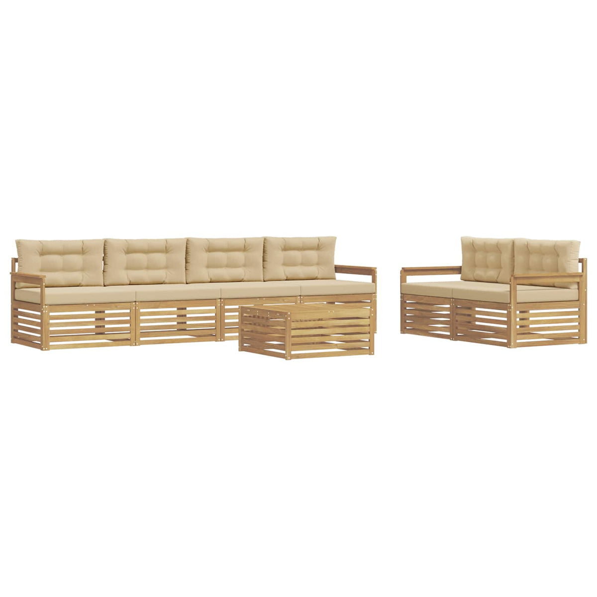Set vanjskih sofa 7 kom. Bijela i bež Poliester 79 x 79 x 37 cm