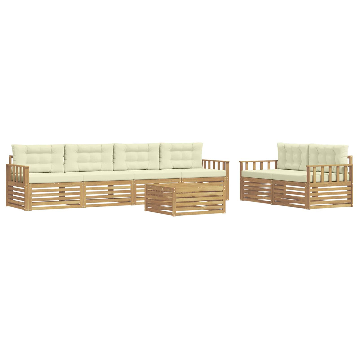 Set vanjskih sofa 7 kom. Bijela i krem Poliester