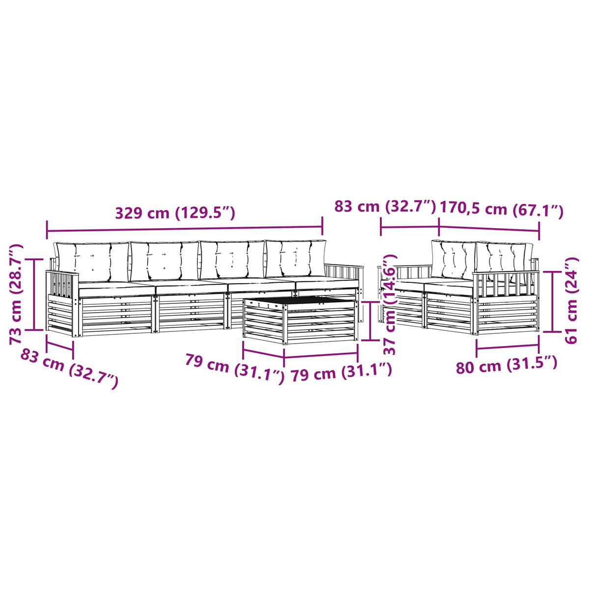 Set vanjskih sofa 7 kom. Bijela i antracit Poliester