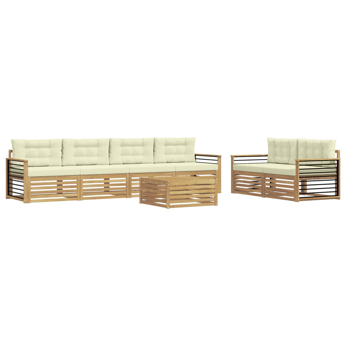 Set vanjskih sofa 7 kom. Bijela i krem Poliester