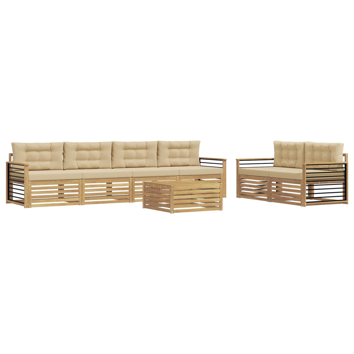Set vanjskih sofa 7 kom. Bijela i bež Poliester 79 x 79 x 37 cm