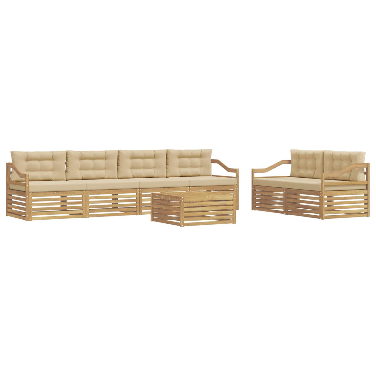 Set vanjskih sofa 7 kom. Bijela i bež Poliester