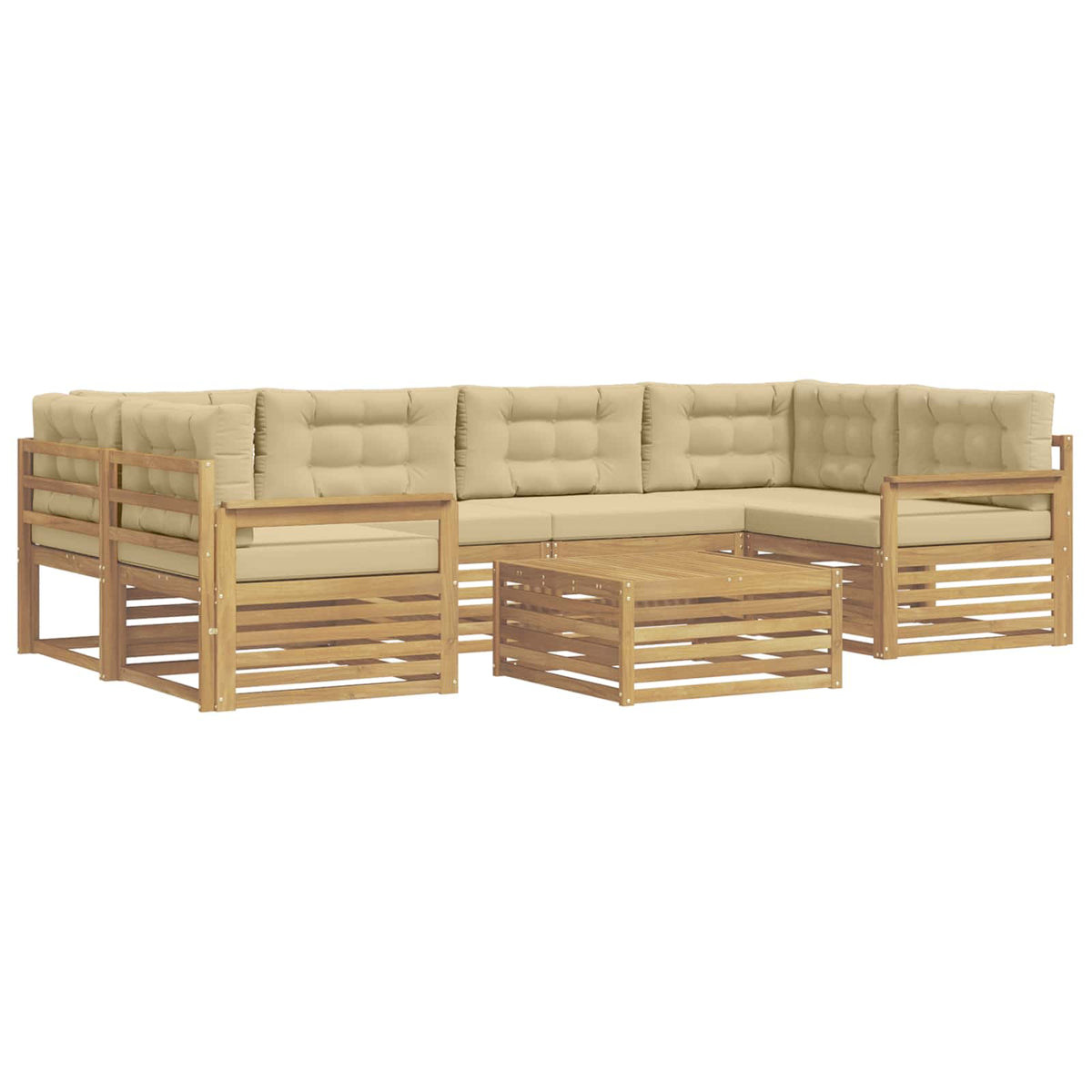 Set vanjskih sofa 7 kom. Bijela i bež Poliester
