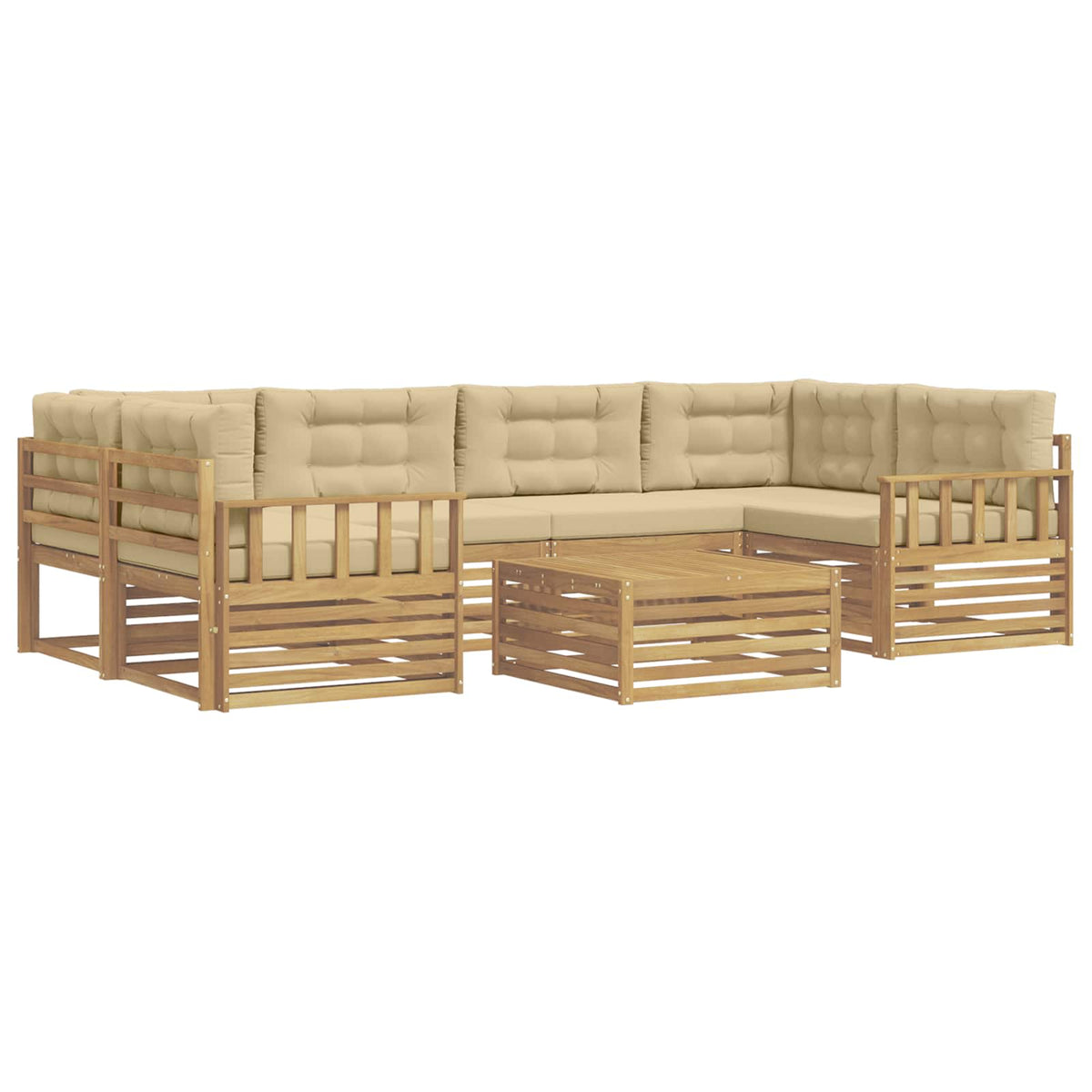 Set vanjskih sofa 7 kom. Bijela i bež Poliester