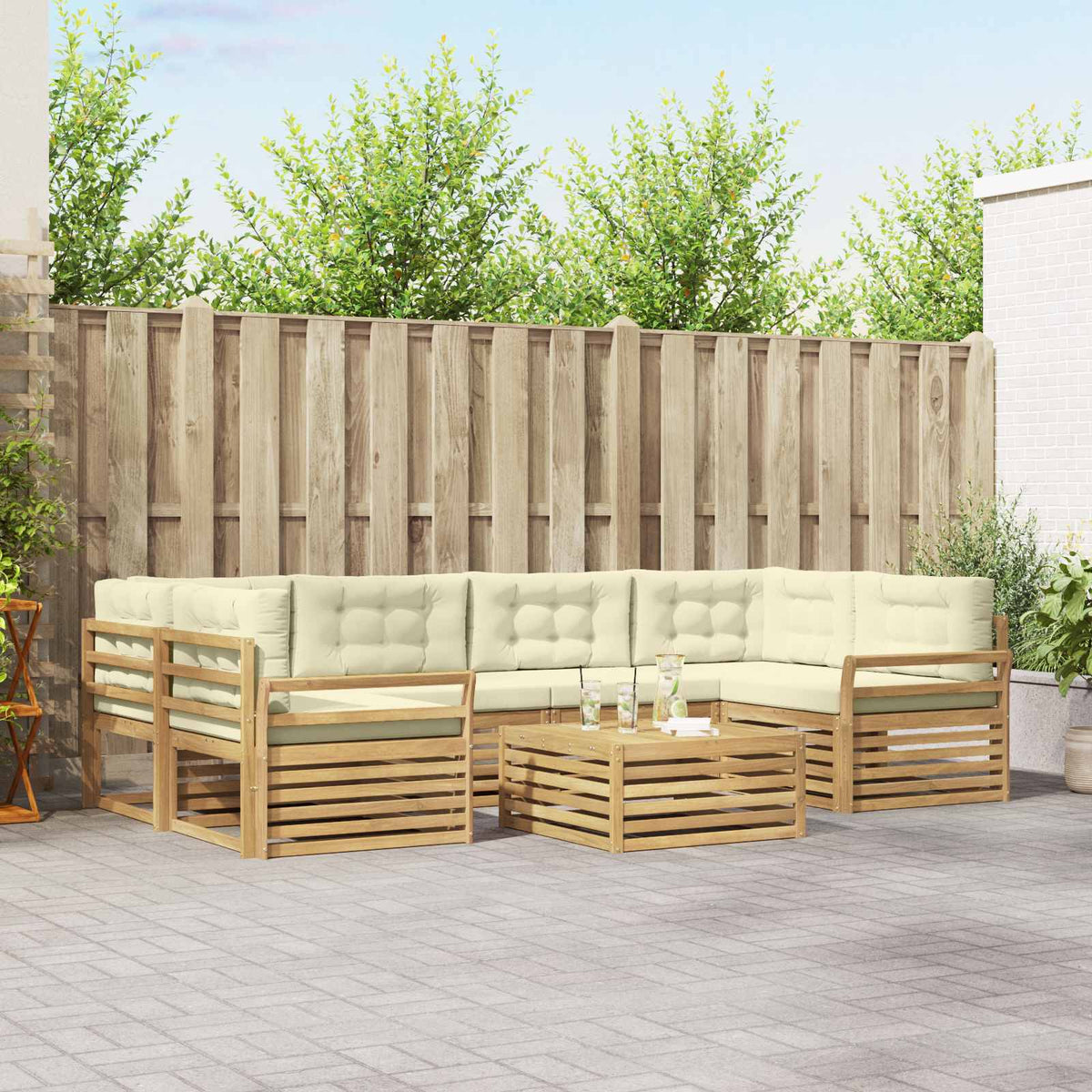 Set vanjskih sofa 7 kom. Bijela i krem
