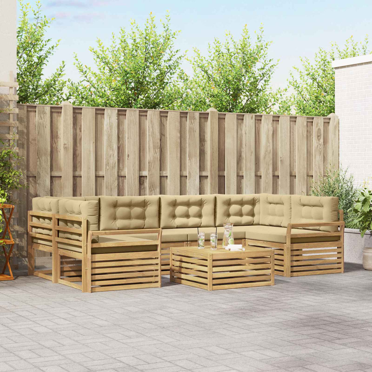 Set vanjskih sofa 7 kom. Bijela i bež