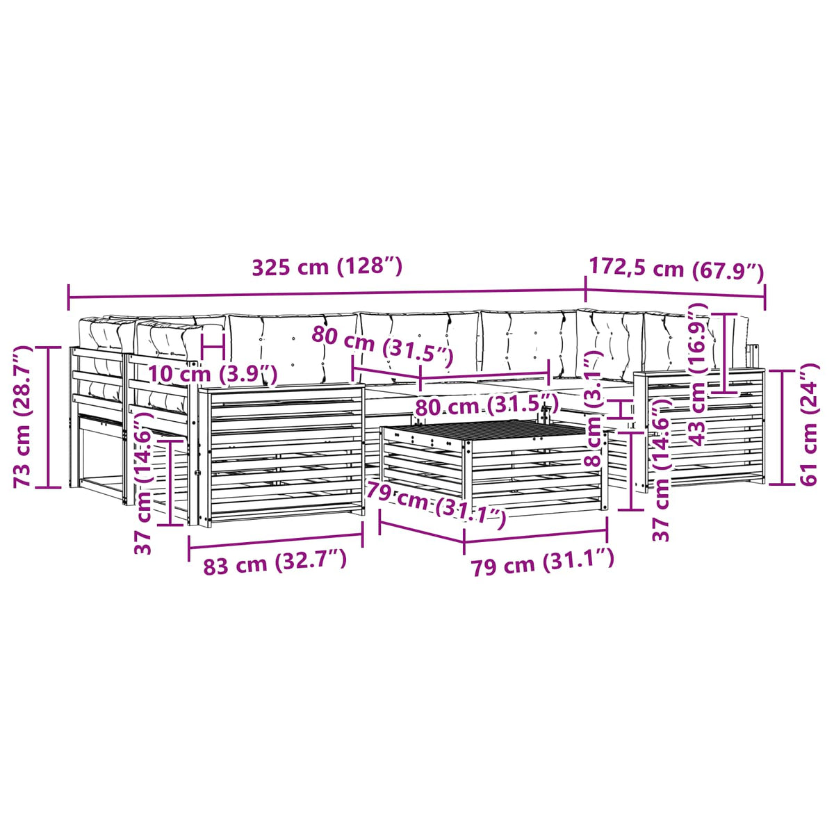Set vanjskih sofa 7 kom. Bijela i svjetlosiva