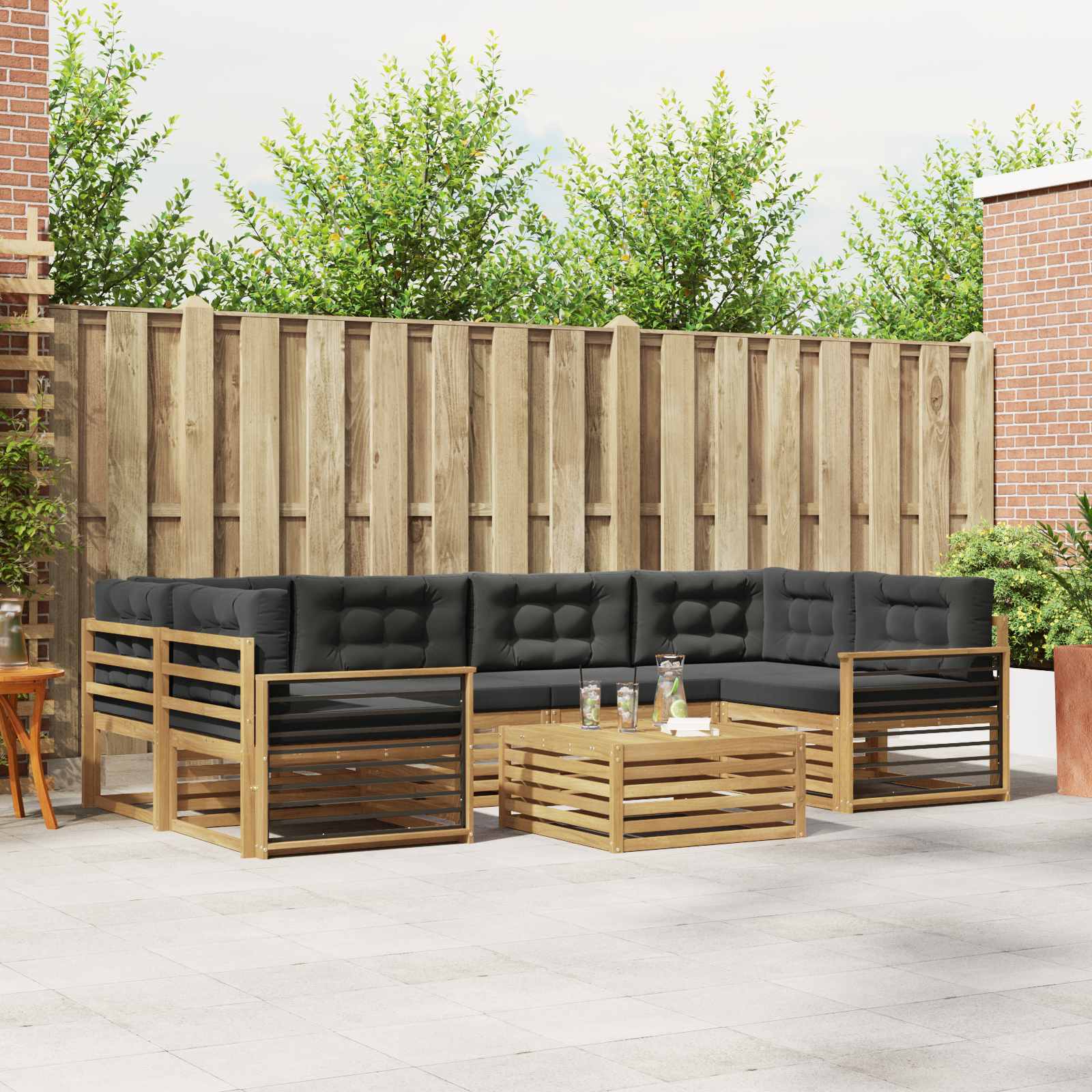 Set vanjskih sofa 7 kom. Bijela i antracit Poliester