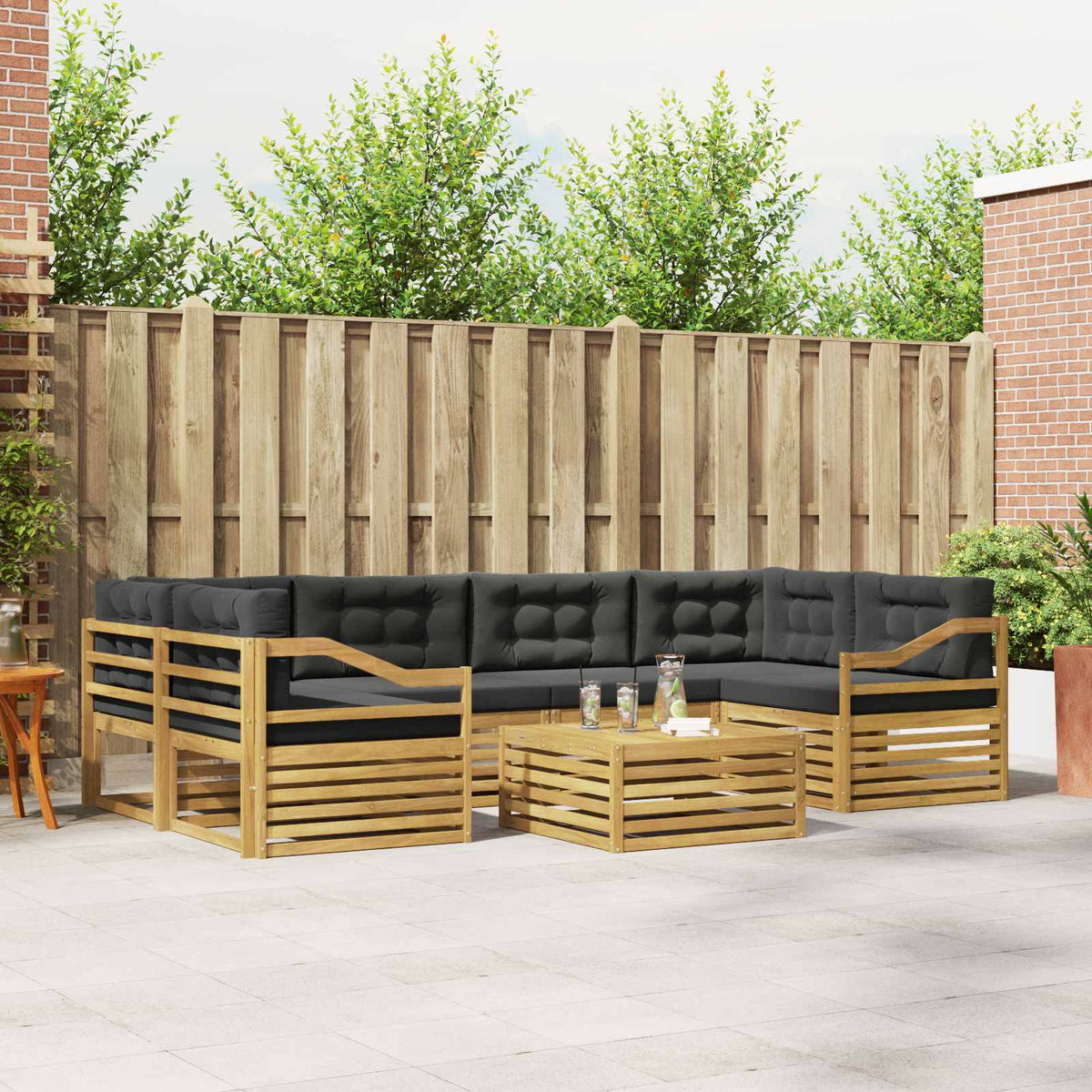 Set vanjskih sofa 7 kom. Bijela i antracit Poliester