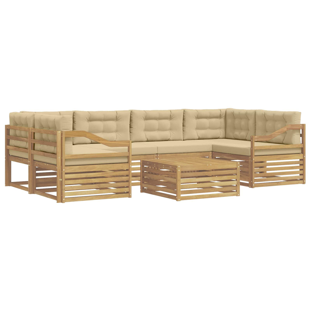 Set vanjskih sofa 7 kom. Bijela i bež Poliester