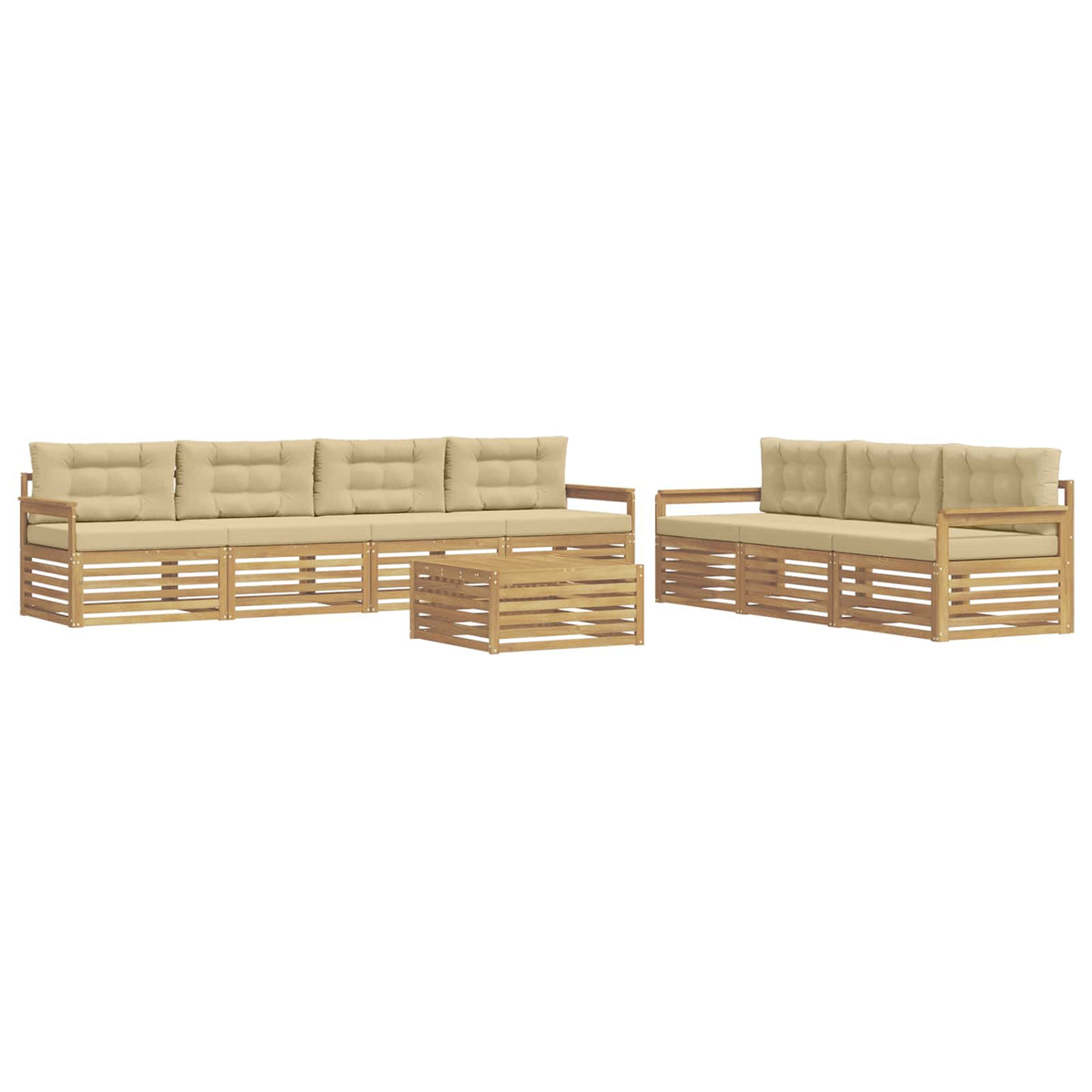 Set vanjskih sofa 8 pcs Bijela i bež 79 x 79 x 37 cm Poliester