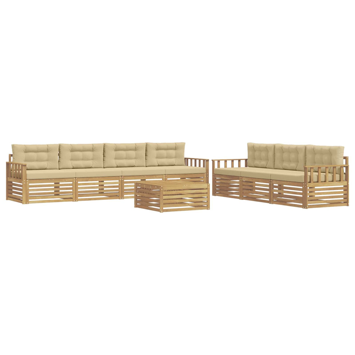 Set vanjskih sofa 8 kom. Bijela i bež Poliester
