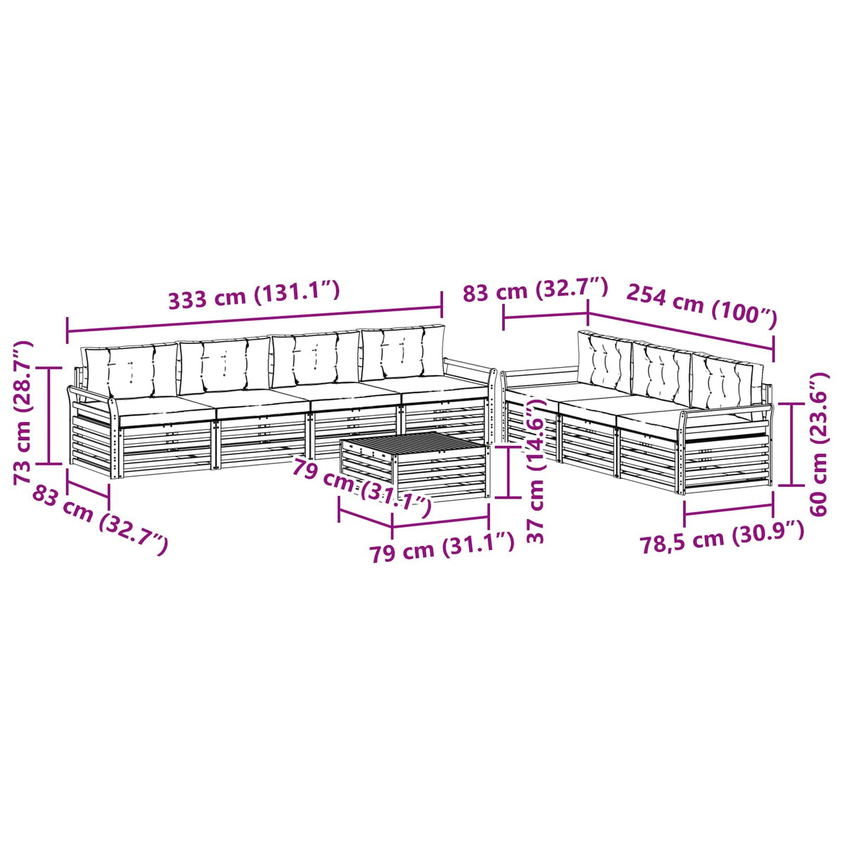 Set vanjskih sofa 8 kom. Bijela i antracit