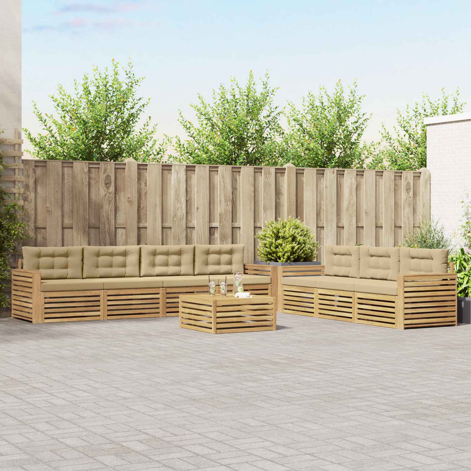 Set vanjskih sofa 8 kom. Bijela i bež