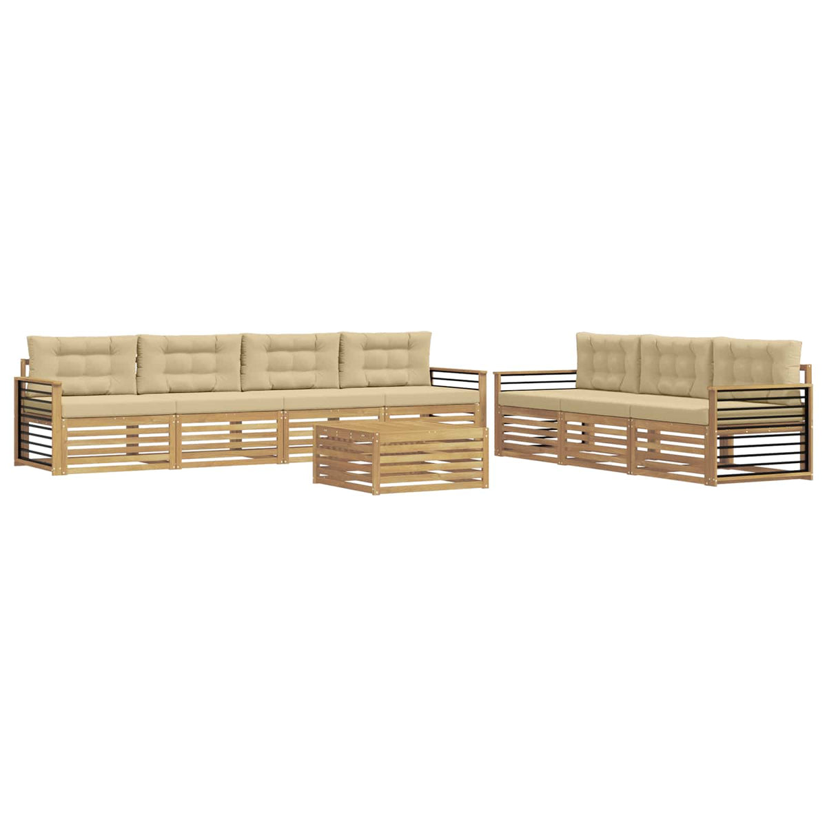 Set vanjskih sofa 8 kom. Bijela i bež Poliester