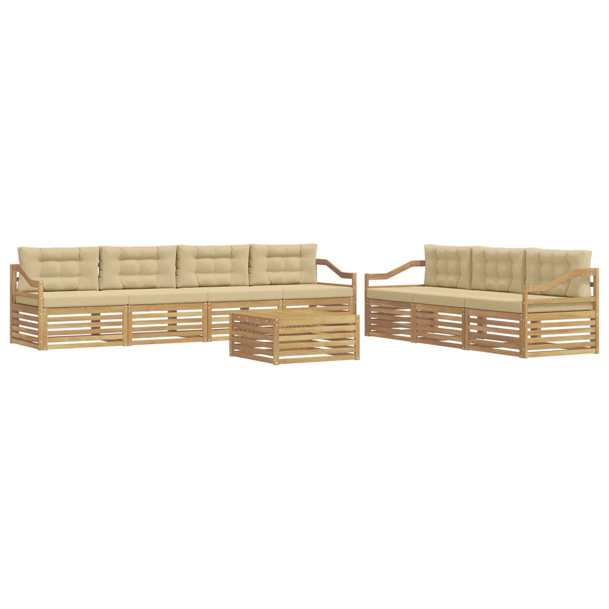 Set vanjskih sofa 8 kom. Bijela i bež Poliester