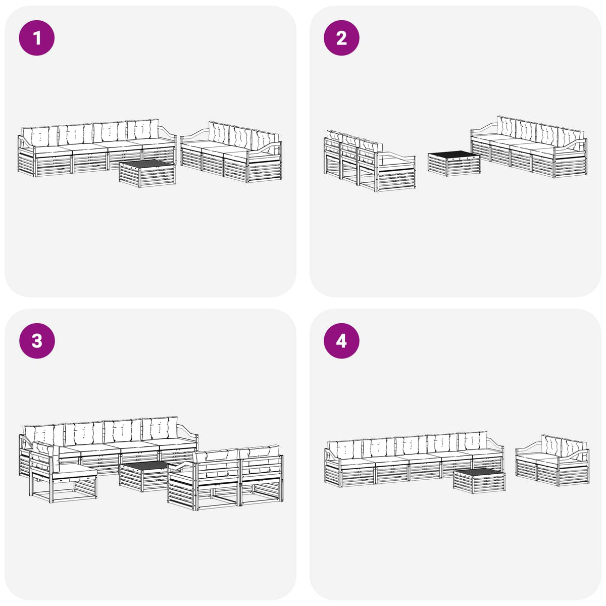 Set vanjskih sofa 8 kom. Bijela i bež Poliester