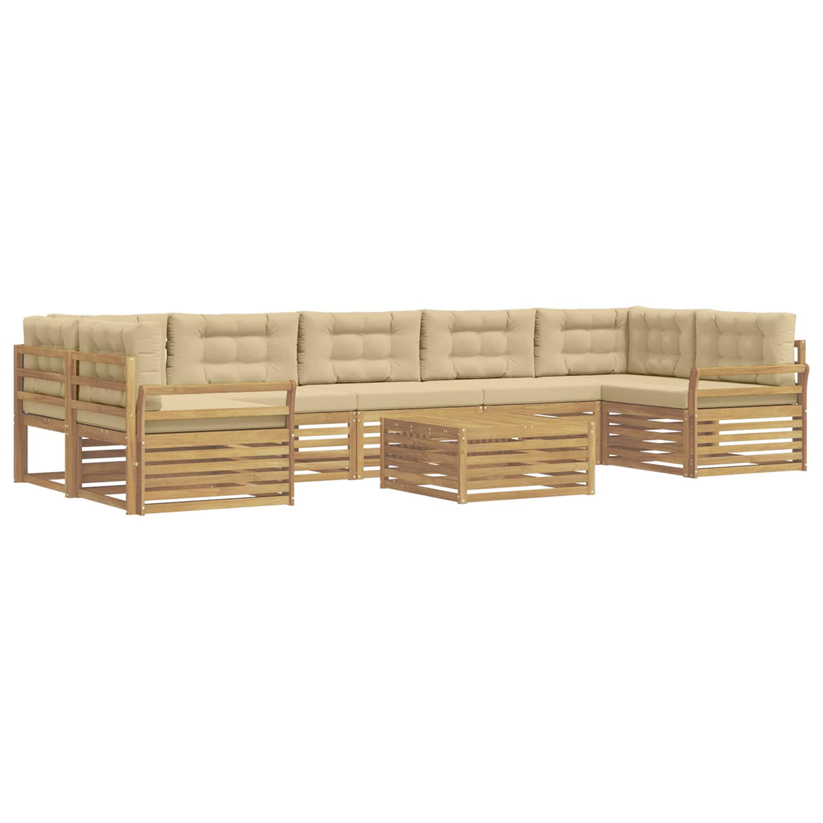 Set vanjskih sofa 8 kom. Bijela i bež Čvrsto drvo akacije