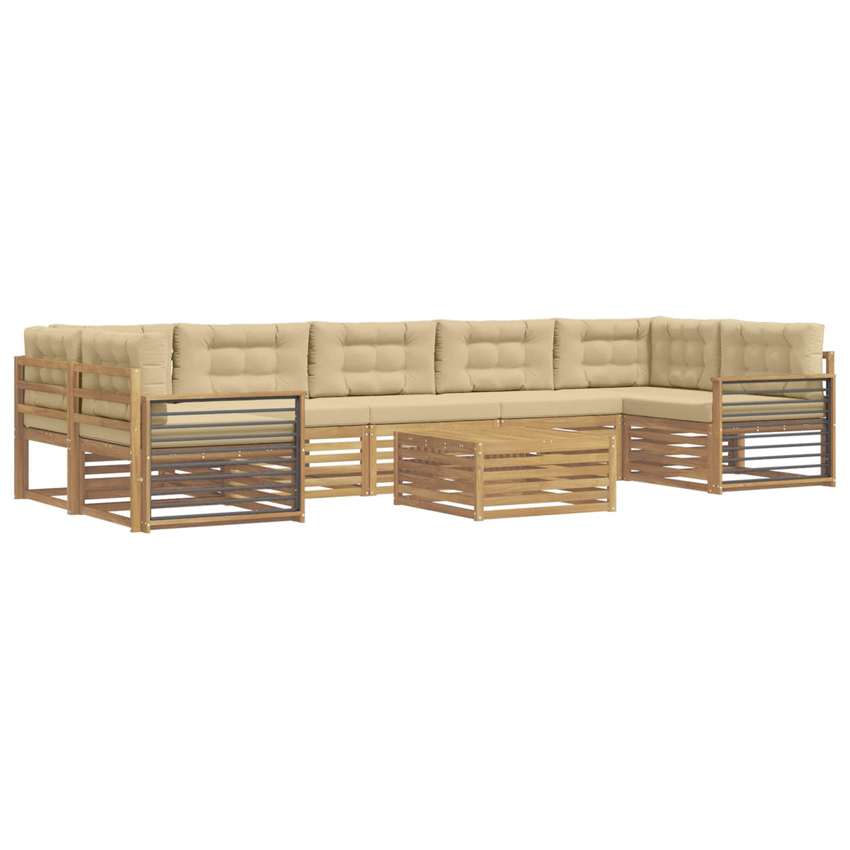 Set vanjskih sofa 8 kom. Bijela i bež Čvrsto drvo akacije