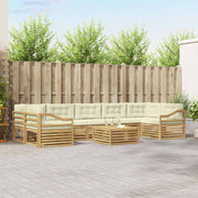 Set vanjskih sofa 8 kom. Bijela i krem Čvrsto drvo akacije