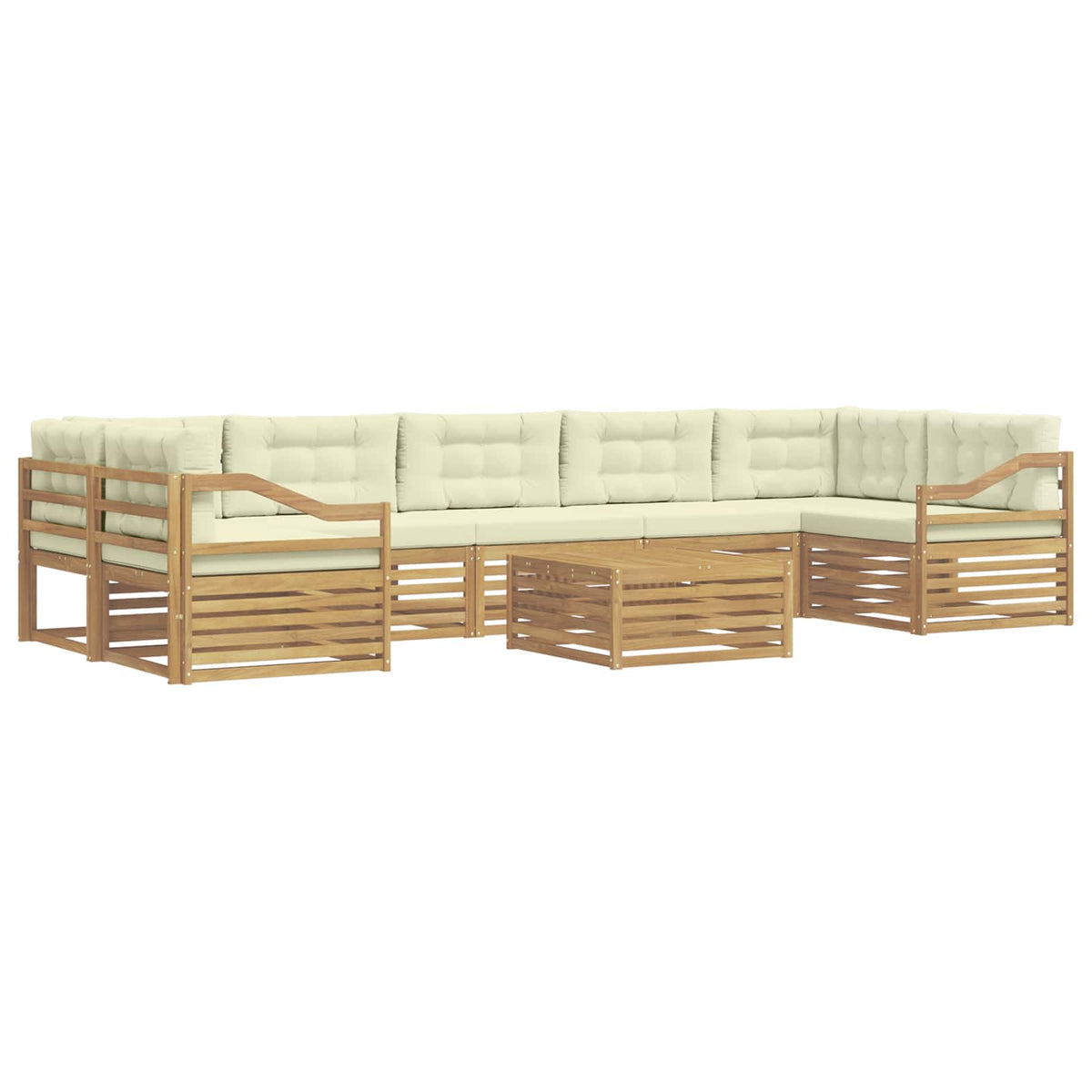 Set vanjskih sofa 8 kom. Bijela i krem Čvrsto drvo akacije