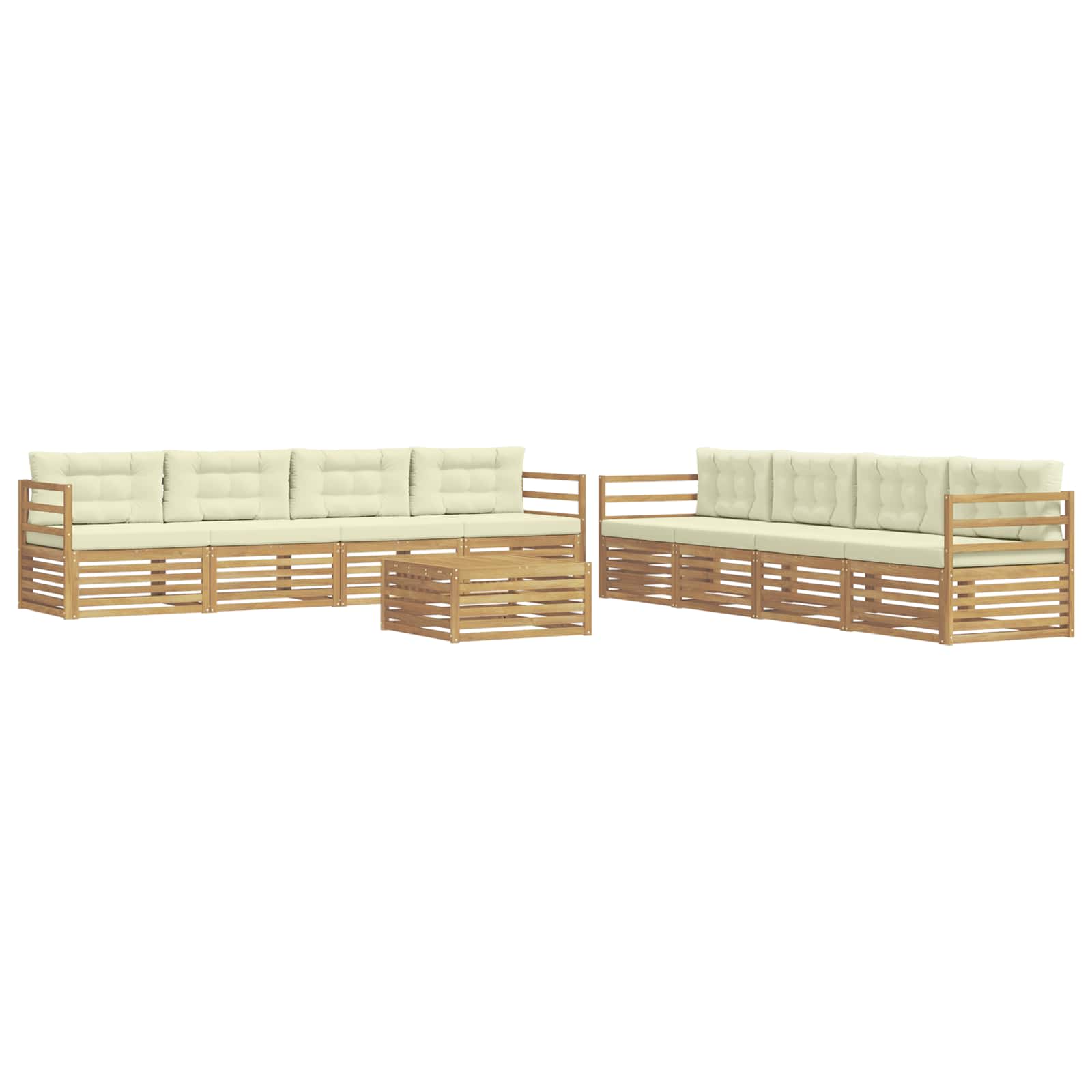 Set vanjskih sofa s jastukom 9 pcs Bijela i krem Poliester
