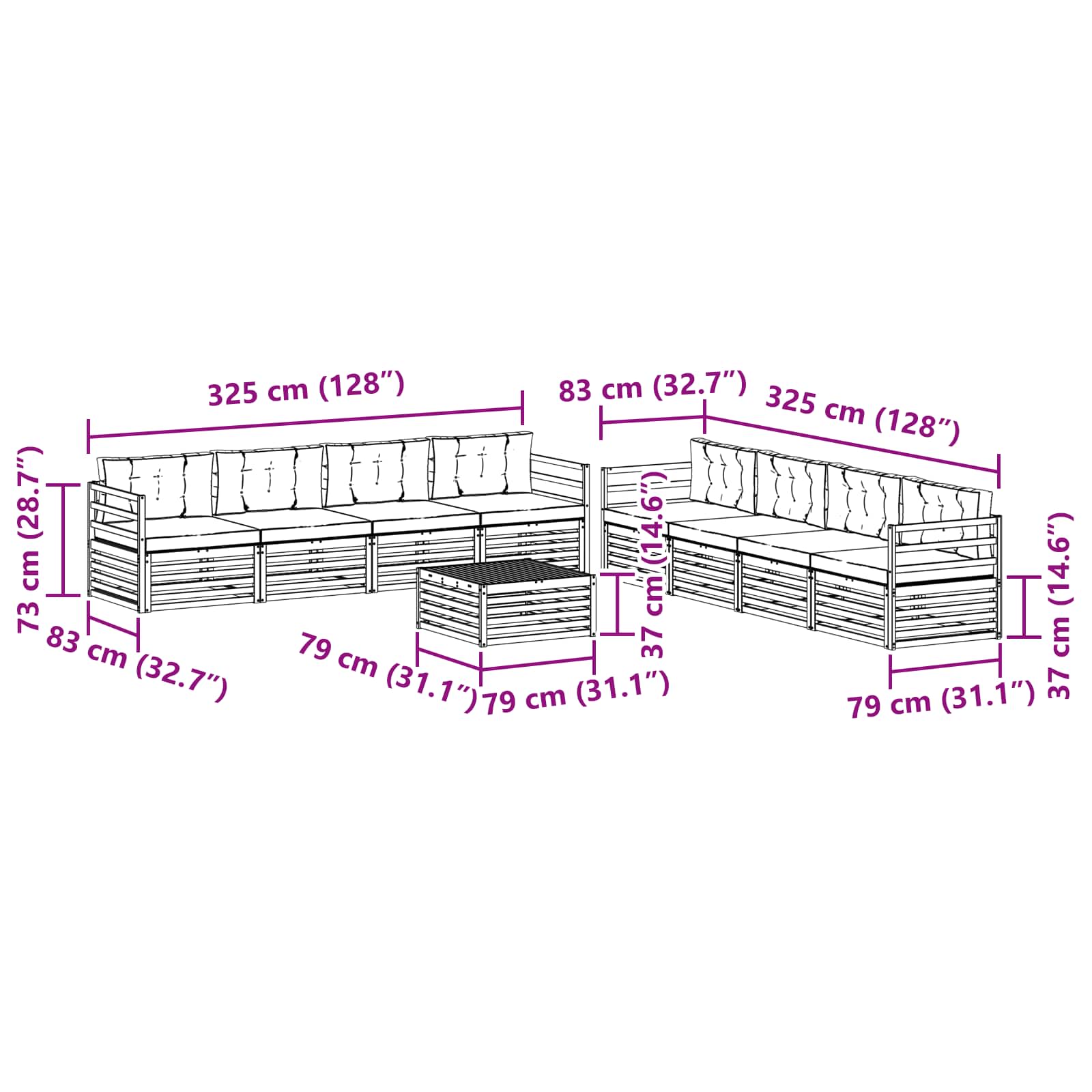 Set vanjskih sofa s jastukom 9 pcs Bijela i krem Poliester