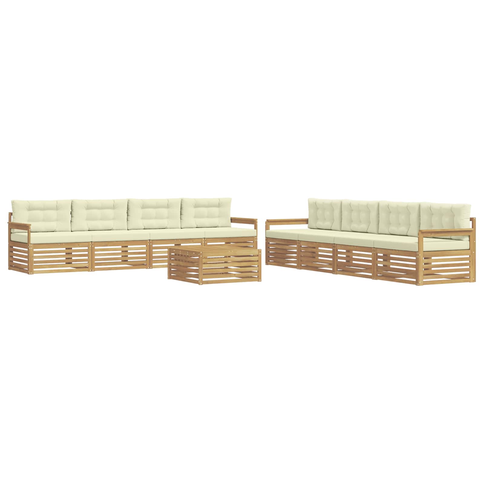 Set vanjskih sofa s jastukom 9 pcs Bijela i krem Poliester