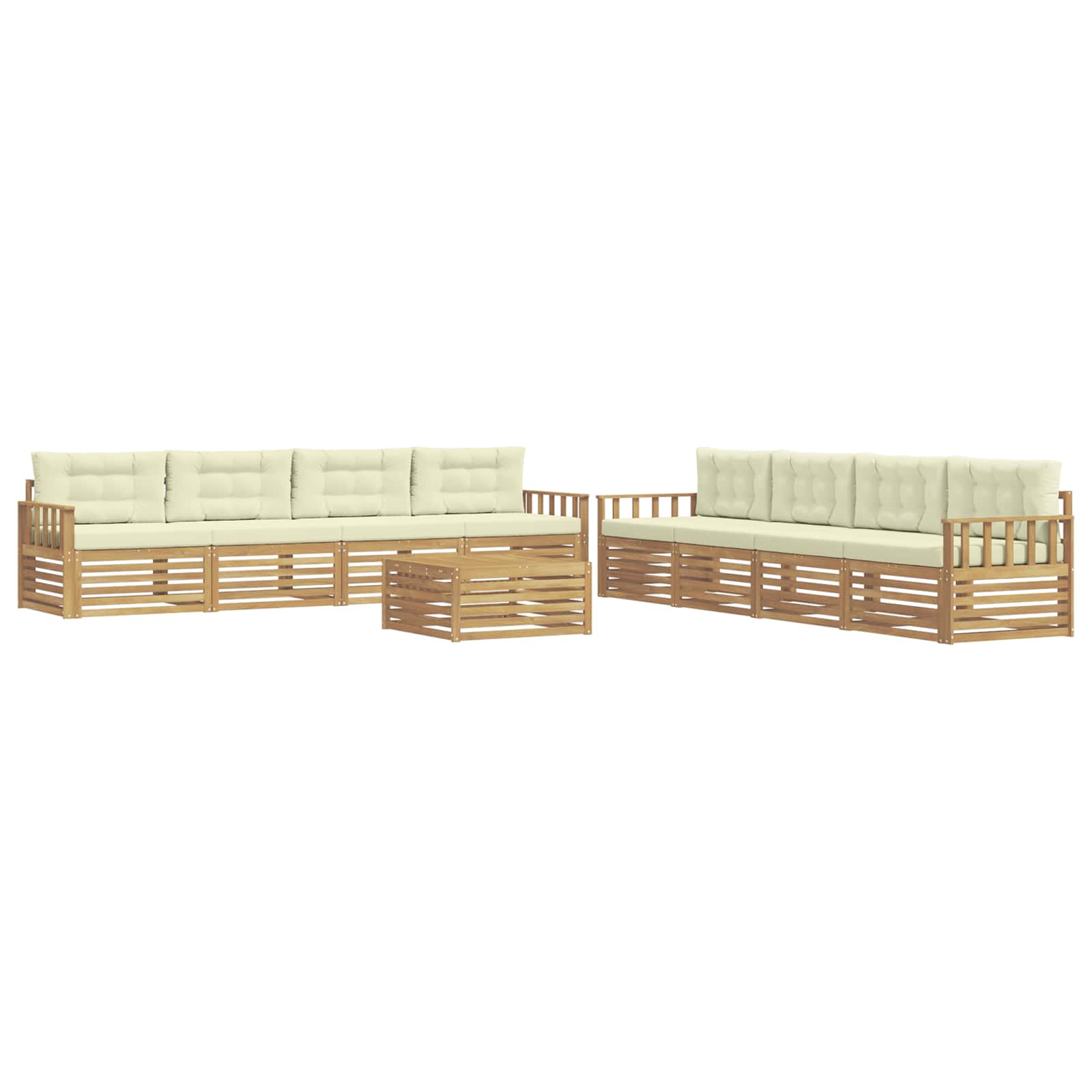 Set vanjskih sofa s jastukom 9 pcs Bijela i krem Poliester