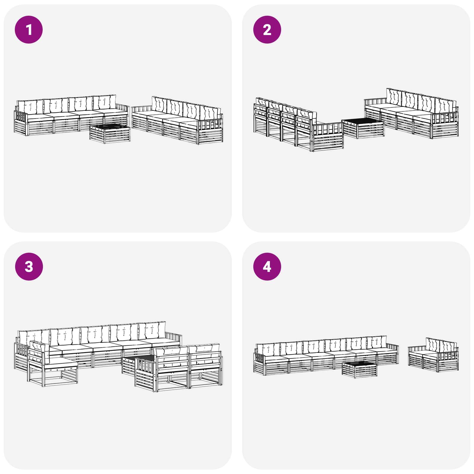 Set vanjskih sofa s jastukom 9 pcs Bijela i krem Poliester