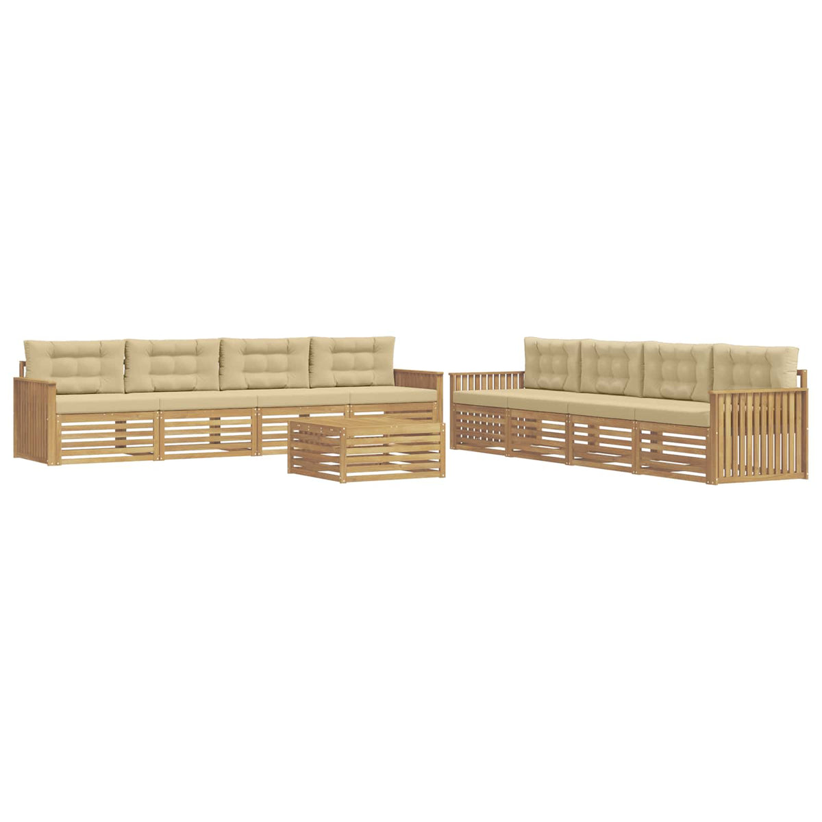 Set vanjskih sofa 9 kom. Bijela i bež Poliester