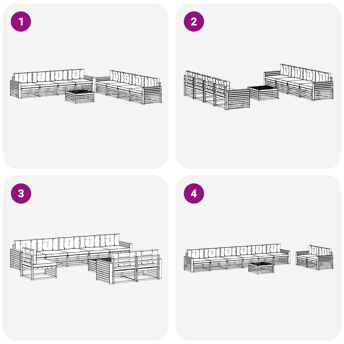 Set vanjskih sofa 9 kom. Bijela i krem Poliester