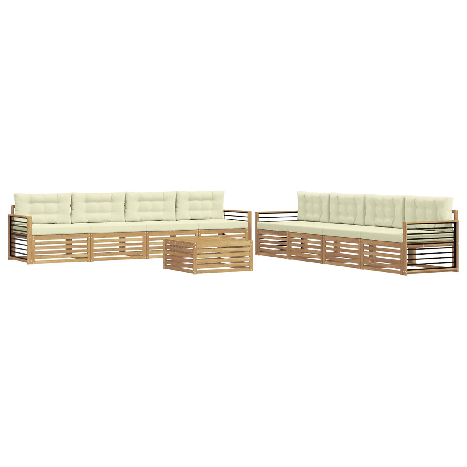 Set vanjskih sofa s jastukom 9 pcs Bijela i krem Poliester