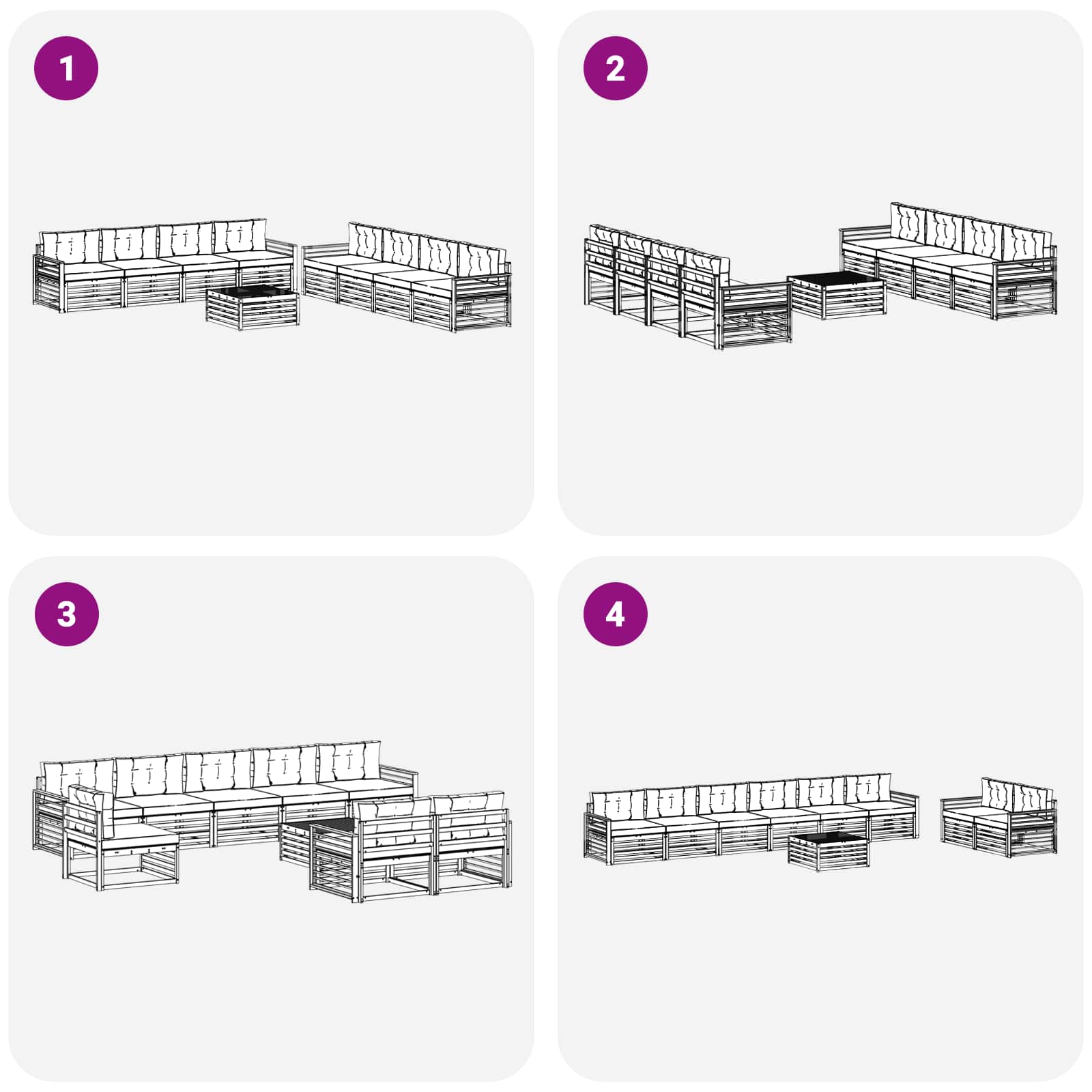 Set vanjskih sofa s jastukom 9 pcs Bijela i krem Poliester