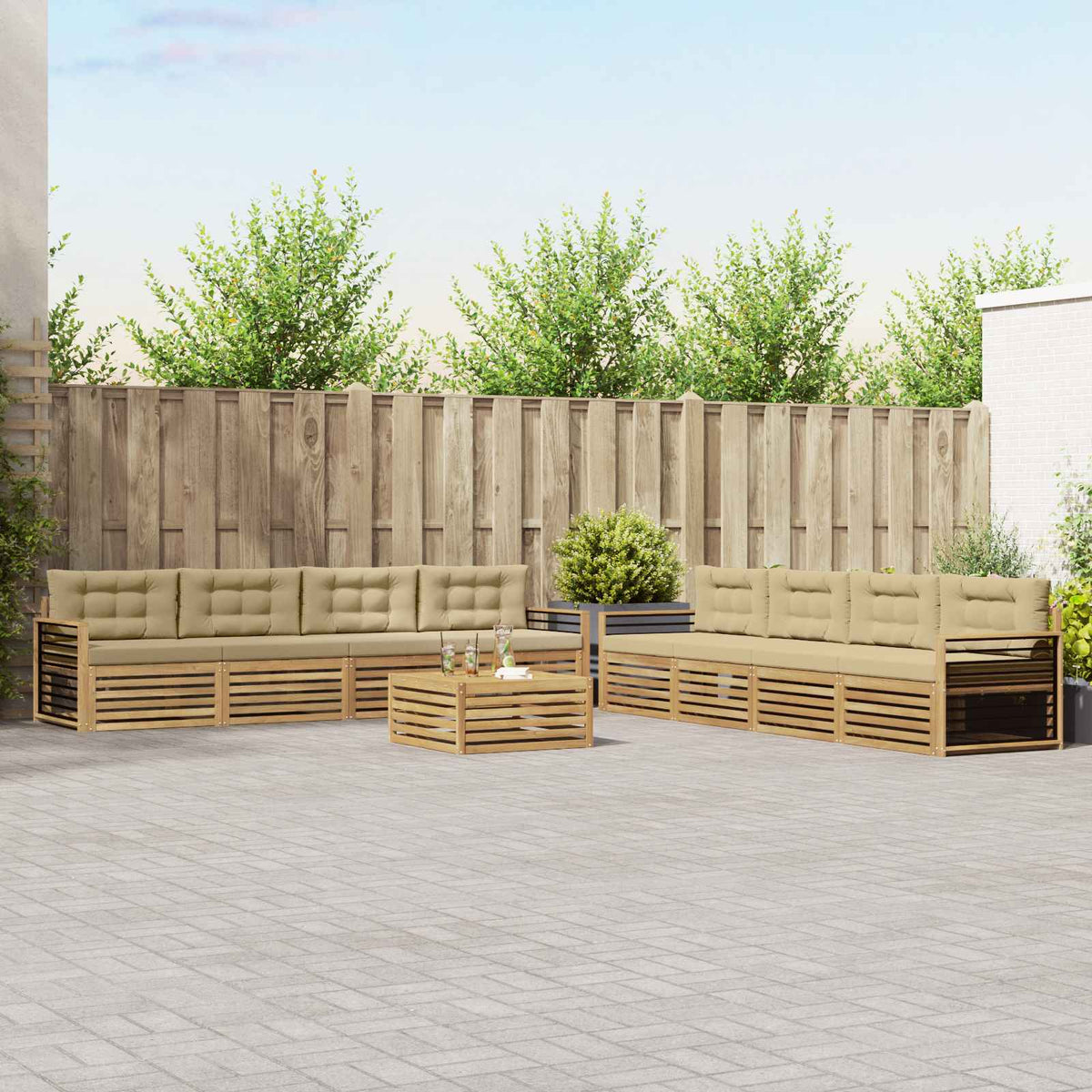 Set vanjskih sofa 9 kom. Čvrsto drvo akacije