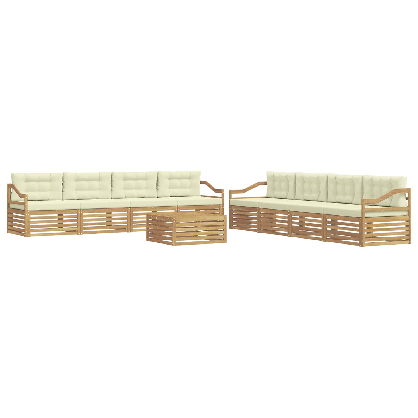 Set vanjskih sofa s jastukom 9 pcs Bijela i krem Poliester