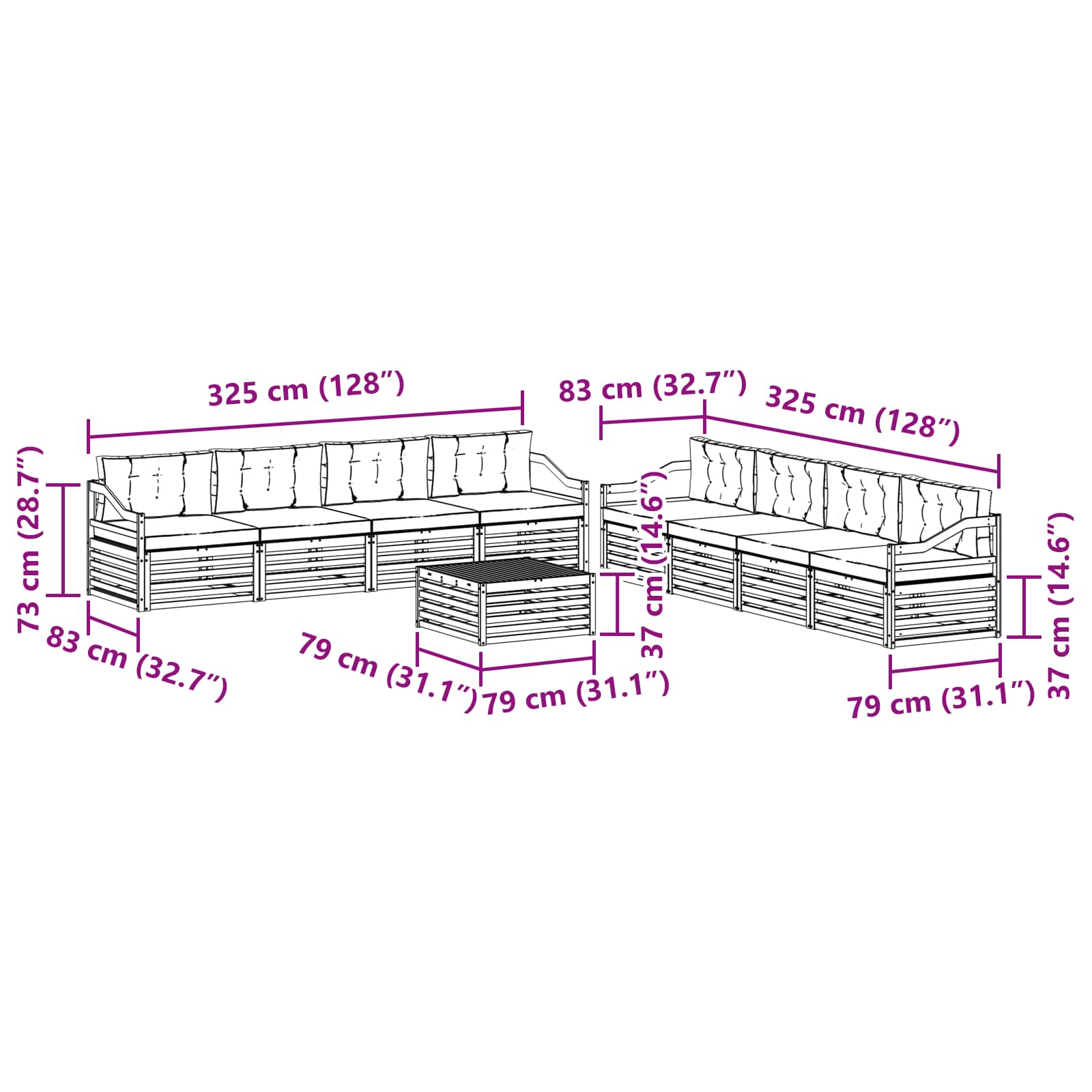 Set vanjskih sofa s jastukom 9 pcs Bijela i krem Poliester