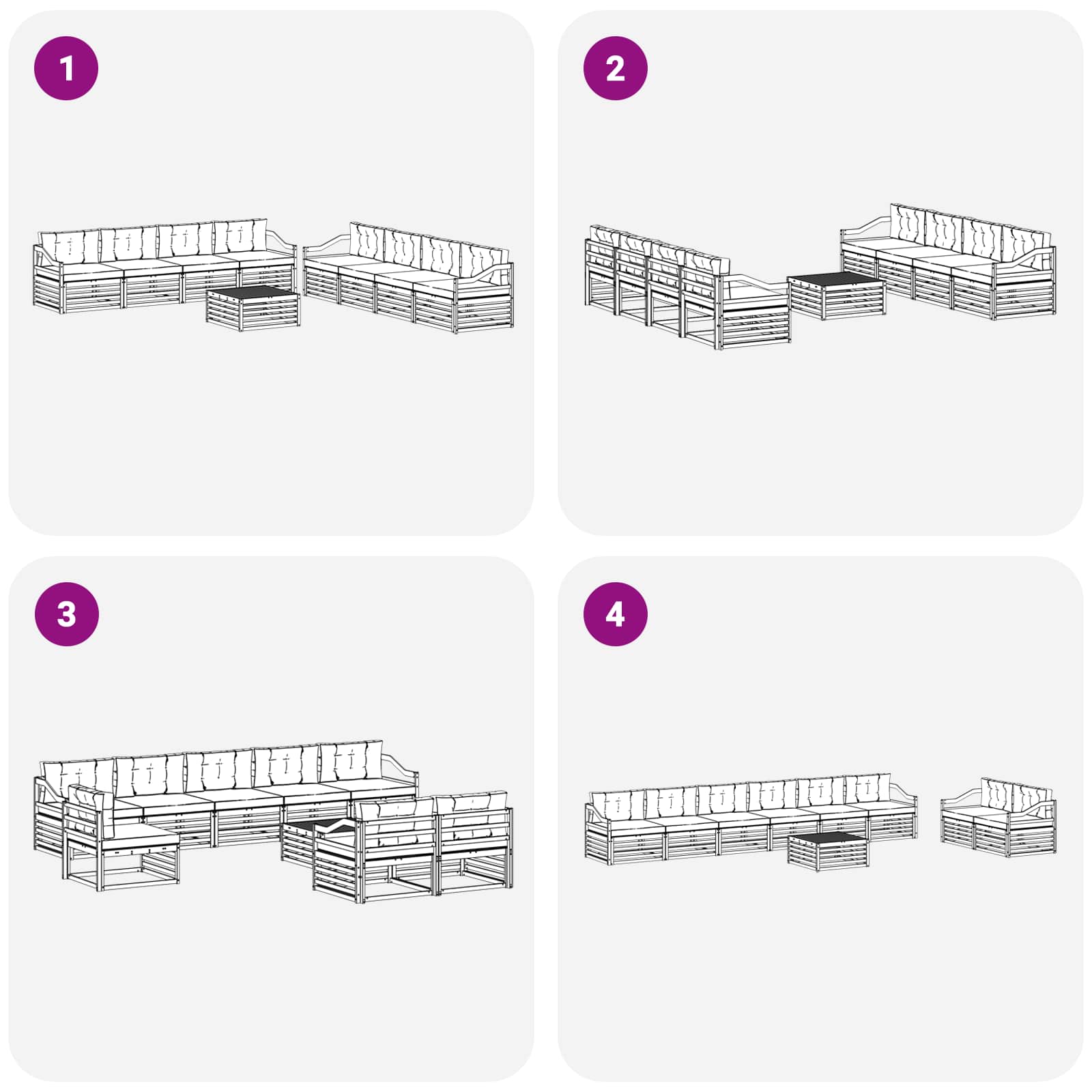 Set vanjskih sofa s jastukom 9 pcs Bijela i krem Poliester