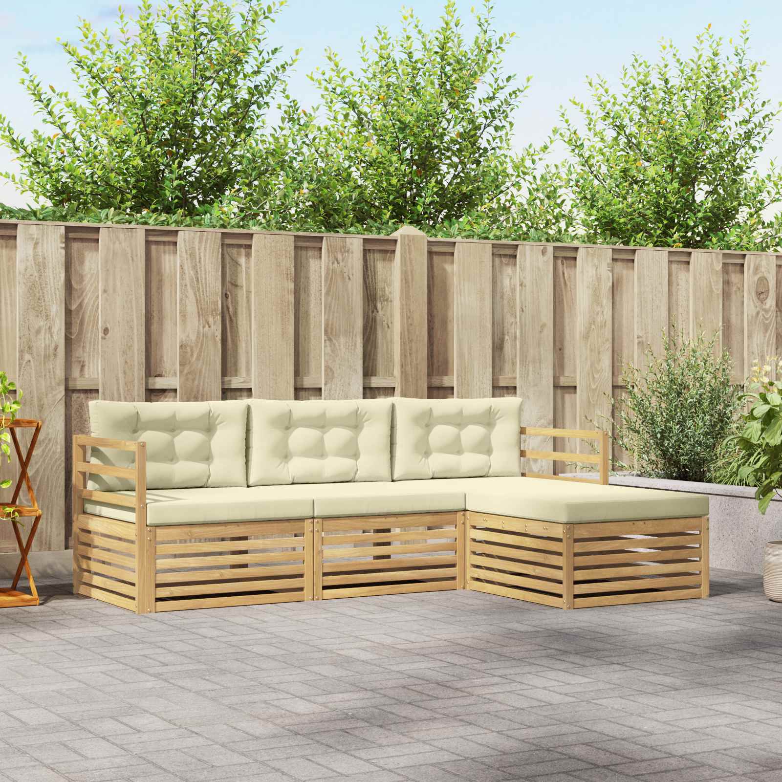 Set vanjskih sofa 4 kom. Bijela i krem Poliester