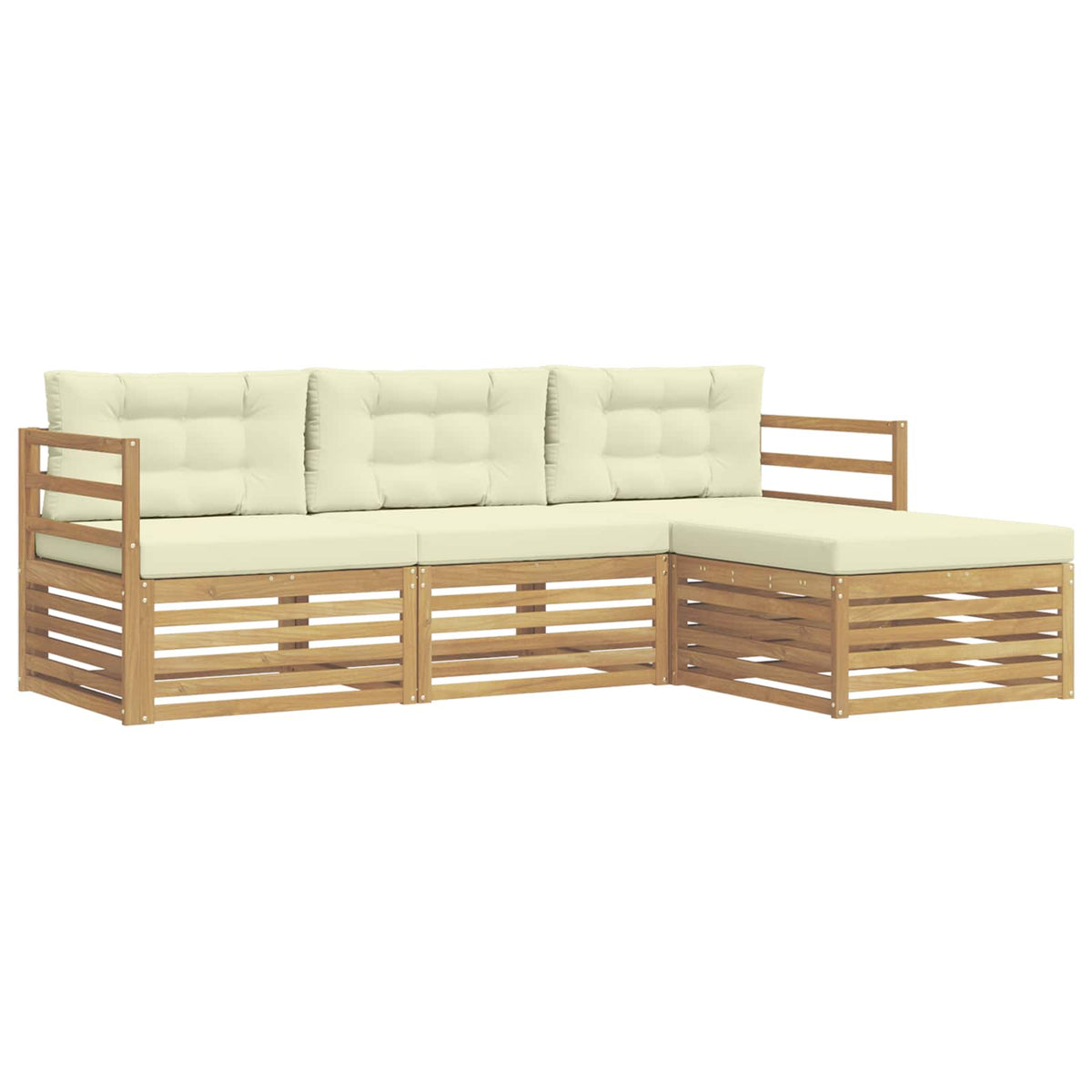 Set vanjskih sofa 4 kom. Bijela i krem Poliester