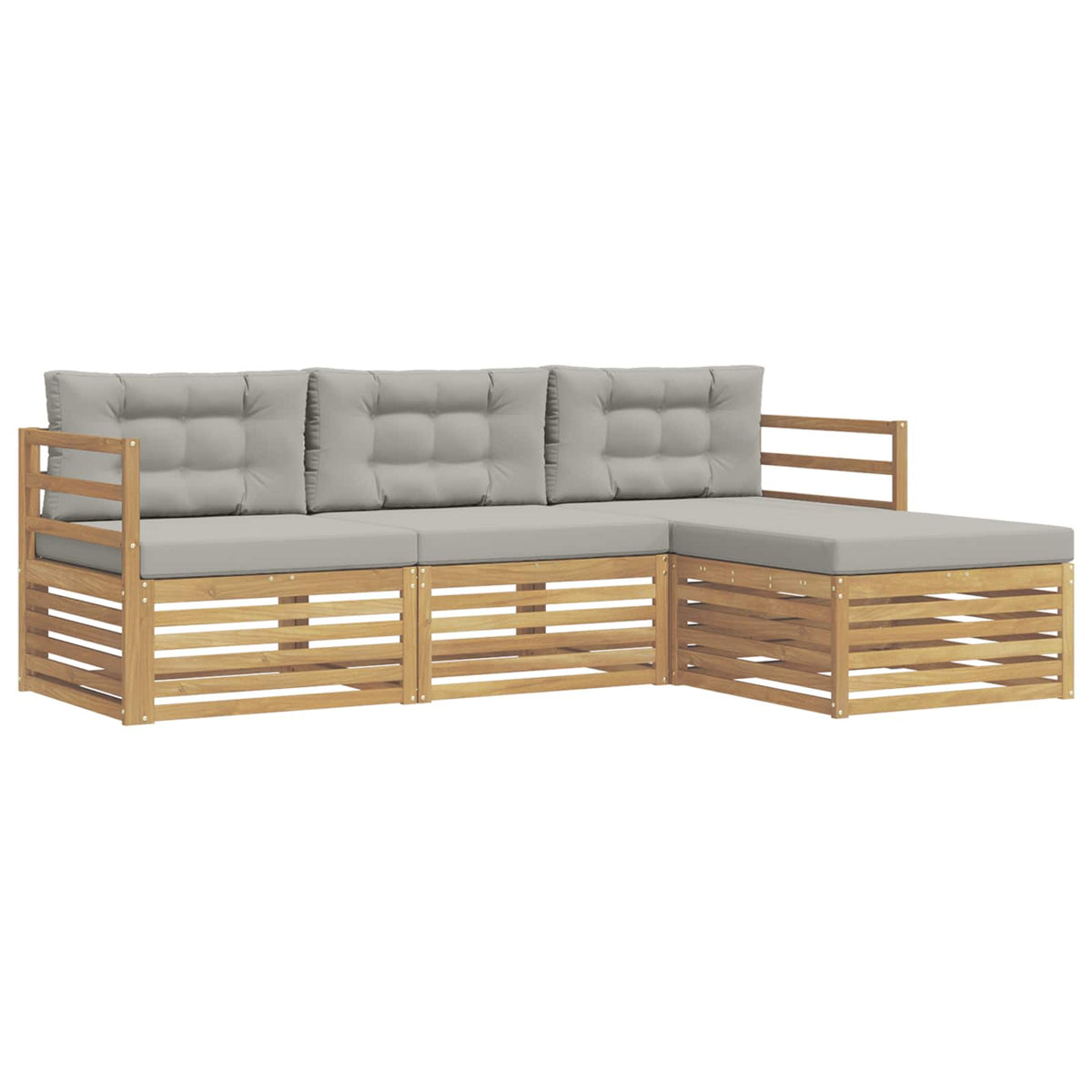 Set vanjskih sofa 4 pcs Bijela i svjetlosiva Poliester