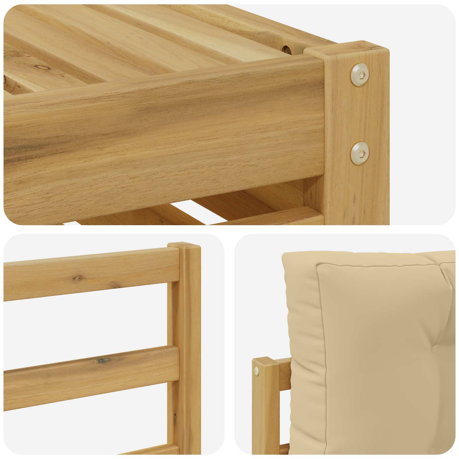 Set vanjskih sofa s jastukom 4 pcs Bijela i bež Poliester
