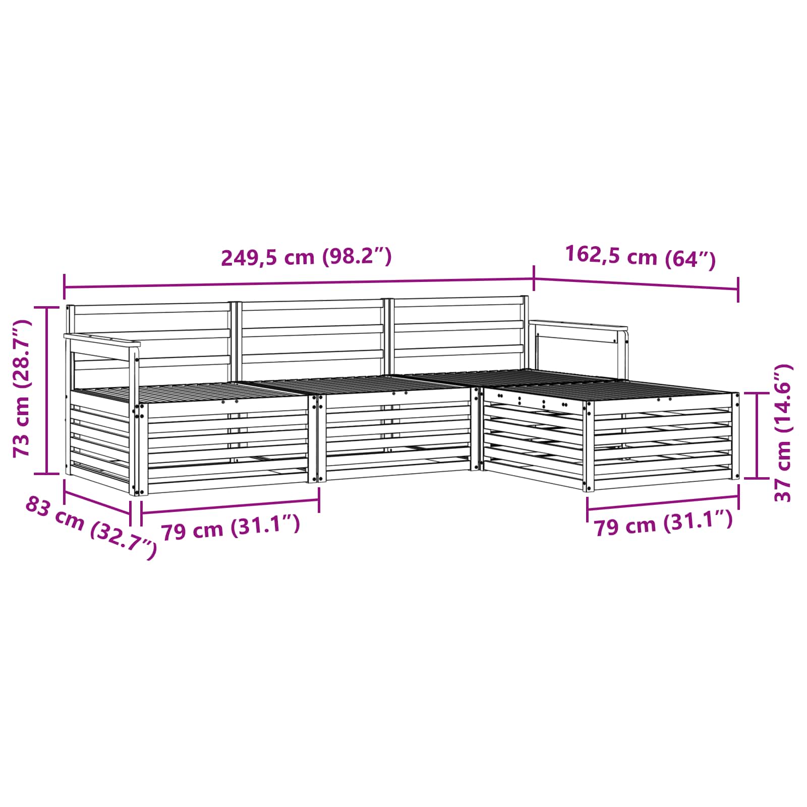 Set vanjskih sofa 5 pcs Čvrsto drvo akacije